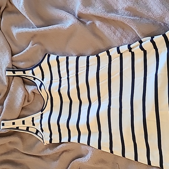 WOMAN'S BLUE STRIPED TANK SHIRT WITH USA RED RHINESTONE STAR SIZE SMALL - Picture 8 of 12